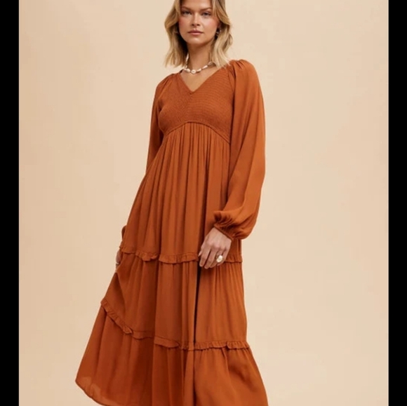 Hem & Thread Dresses & Skirts - Hem & Thread Smocked Tired Maxi Dress NWT